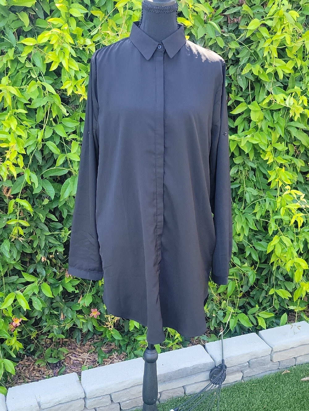 Lulus Black Long Sleeve Button Down Shirt Dress Sz XL